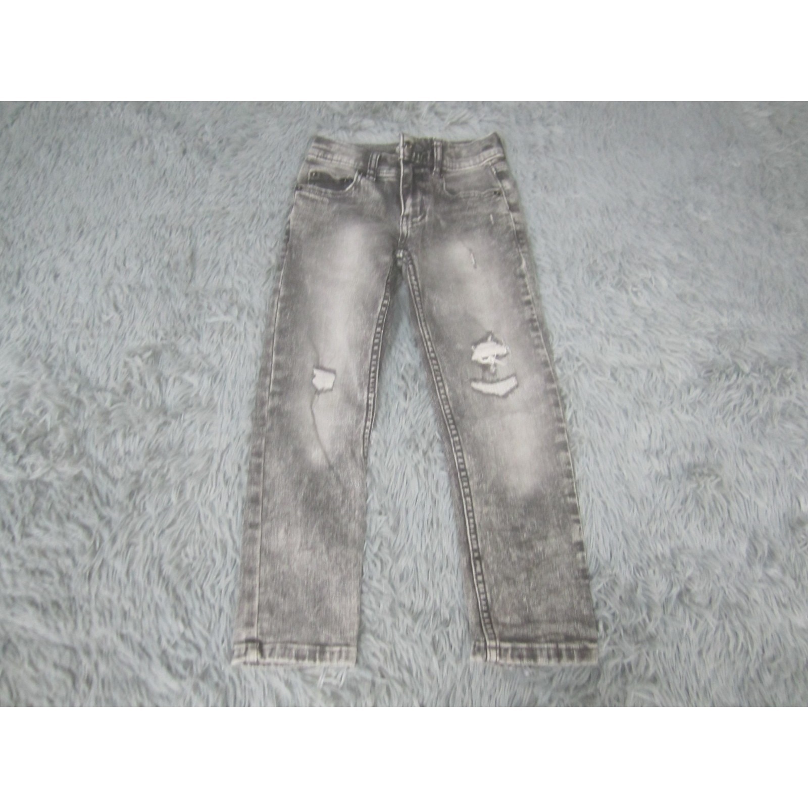 Wonder Nation Jeans Boys 6 Gray Slim Straight Distressed Faded Wash